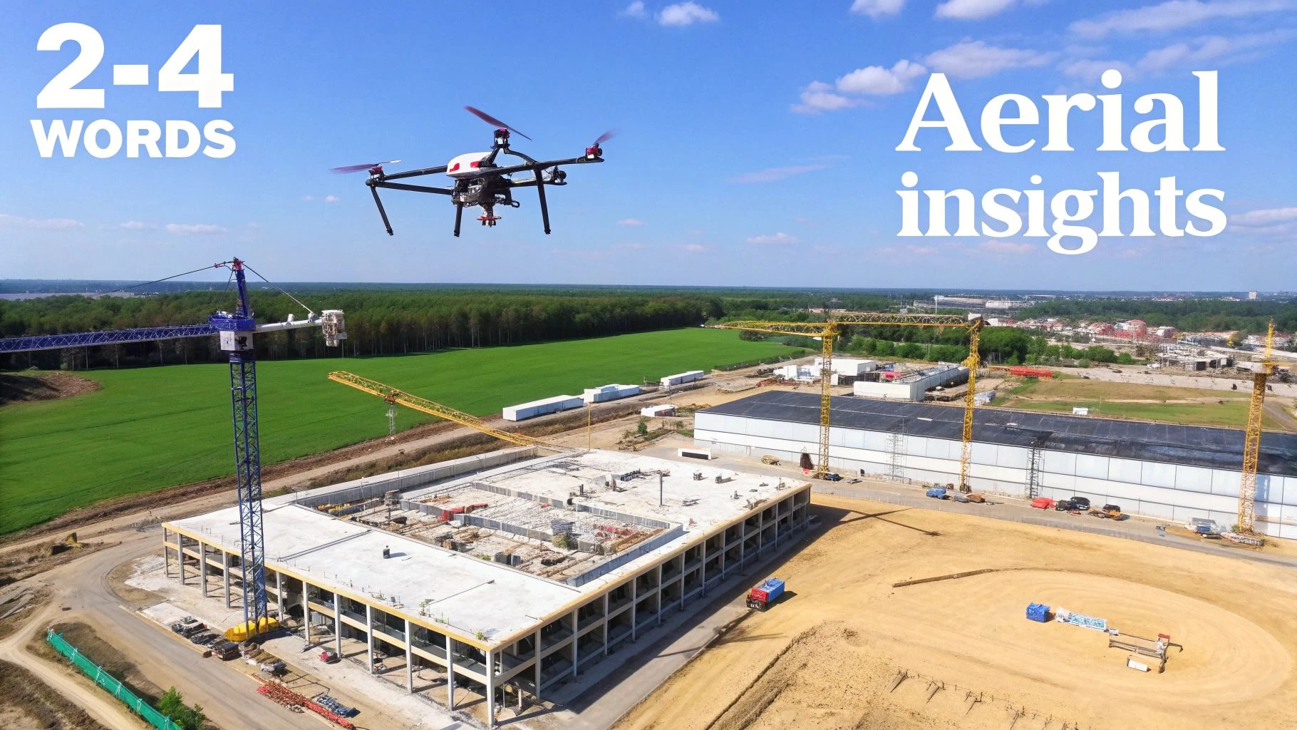 A drone flying over a large engineering project, capturing detailed aerial imagery.