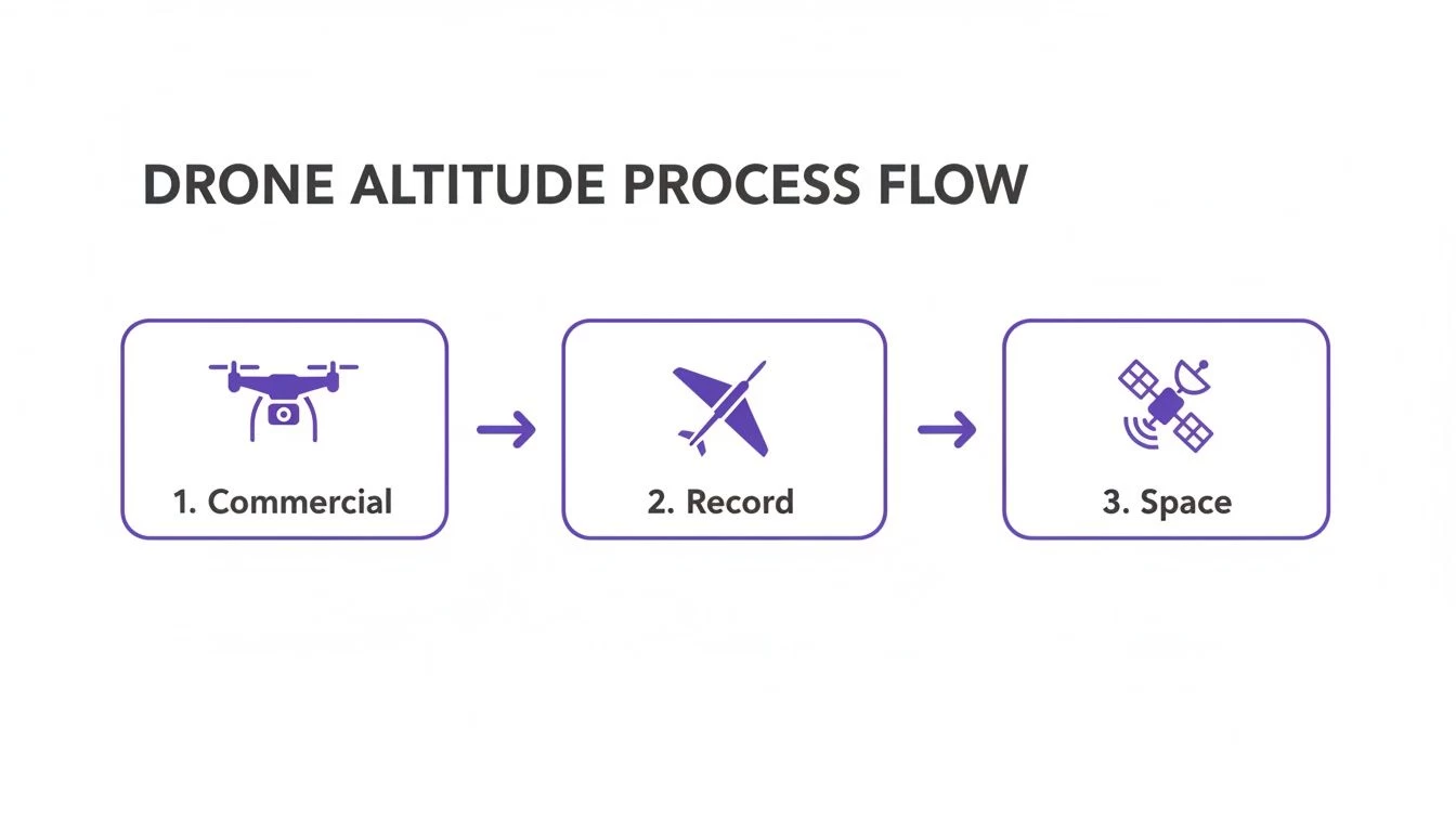 A flow chart illustrating the drone altitude process, from commercial to record and space.