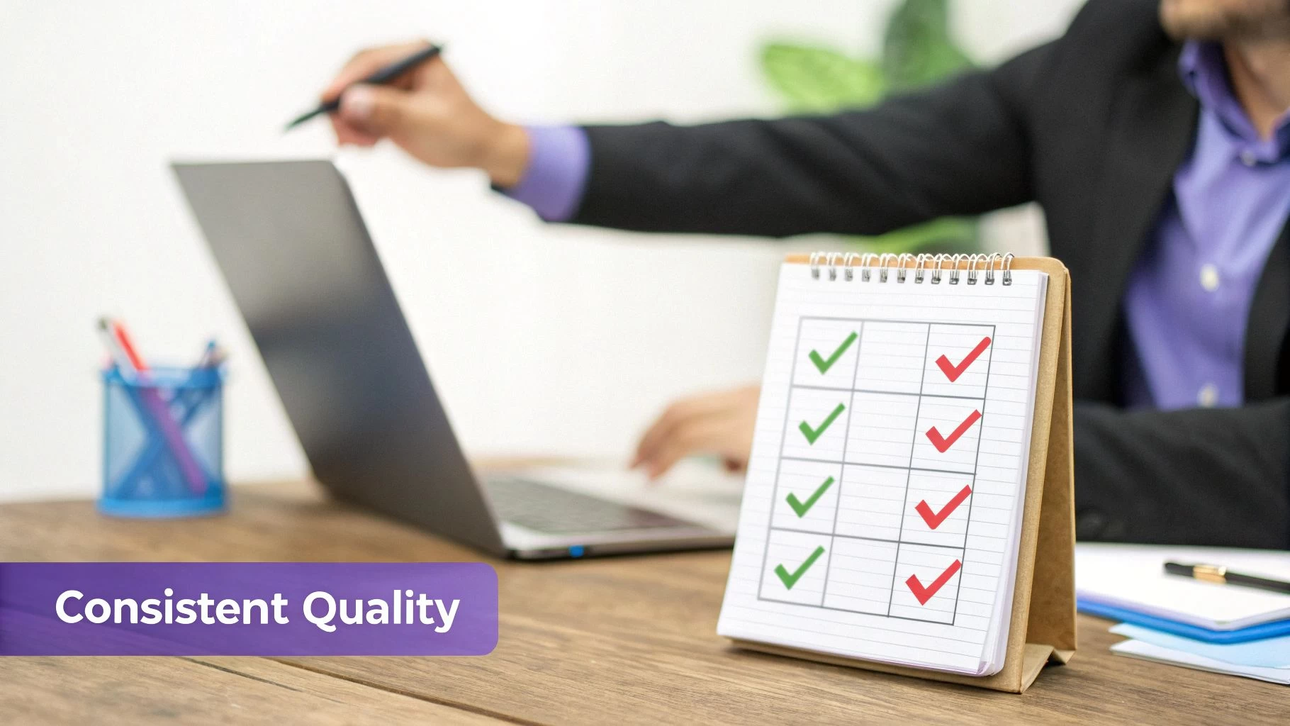 A drone pilot using a tablet to follow a checklist, illustrating the business value of SOPs in modern operations.